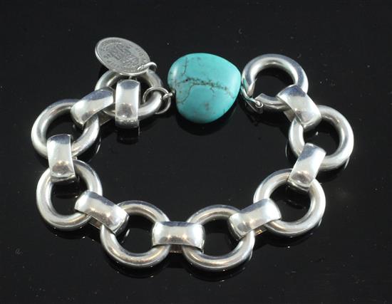 A Peter Farrar of Rye heavy circular link silver bracelet, gross weight 4 oz.